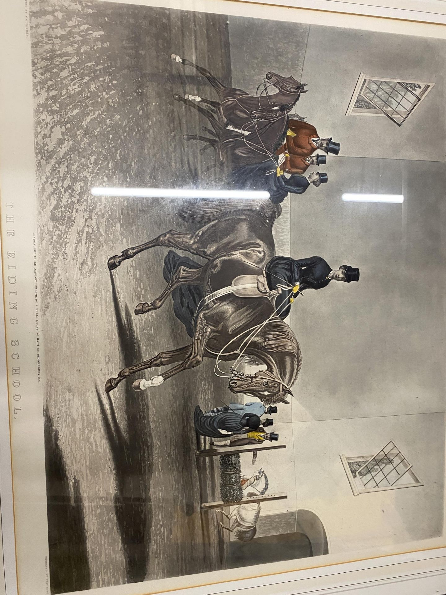 THE RIDING SCHOOL, COLOURED ENGRAVING BY CHARLES HUNT, 55X67CM, FRAMED AND GLAZED - Image 2 of 3