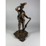 A SPELTER MODEL OF A CAVALIER SOLDIER, HEIGHT 31CM
