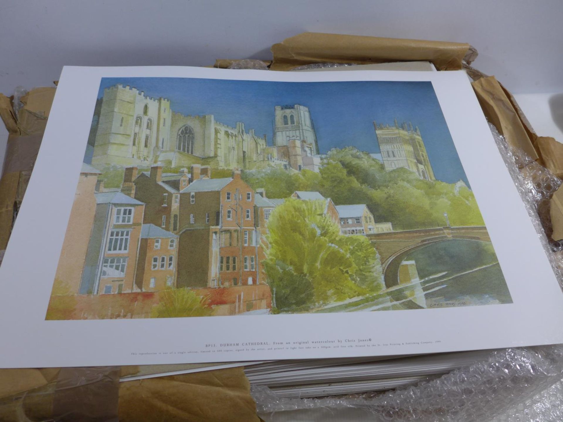 CHRIS JONES (BRITISH 20TH CENTURY) 'DURHAM CATHEDRAL', A COLLECTION OF APPROX 300 COLOURED PRINTS