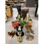 A QUANTITY OF SMALL CERAMIC ITEMS TO INCLUDE ANIMALS, ORIENTAL FIGURES, A ROBERTSONS FIGURE, ETC