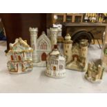 A GROUP OF FIVE 19TH CENTURY STAFFORDSHIRE COTTAGE AND FURTHER ITEMS