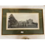 WILLIAM GELDART (BRITISH) LIMITED EDITION PRINT, VIEW OF GAWSWORTH HALL, CHESHIRE, 25X51CM, FRAMED