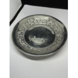 A WHITE METAL DISH MARKED 9CT K W