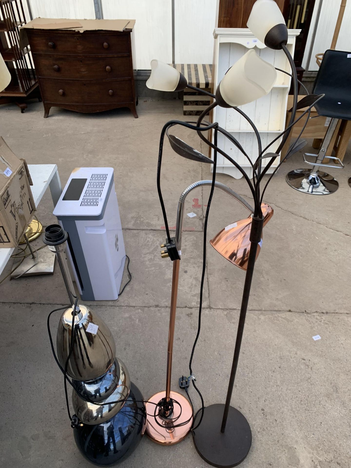 THREE VARIOUS FLOOR LAMPS