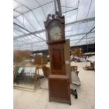 A VICTORIAN MAHOGANY EIGHT-DAY LONGCASE CLOCK WITH PAINTED ENAMEL DIAL, BY THOS. METCALFE, STOCKTON