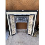 AN ALUMINIUM AND TILED FIRE SURROUND