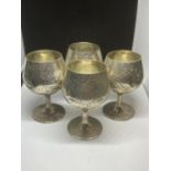 A SET OF FOUR VINTAGE SILVER PLATED GOBLETS