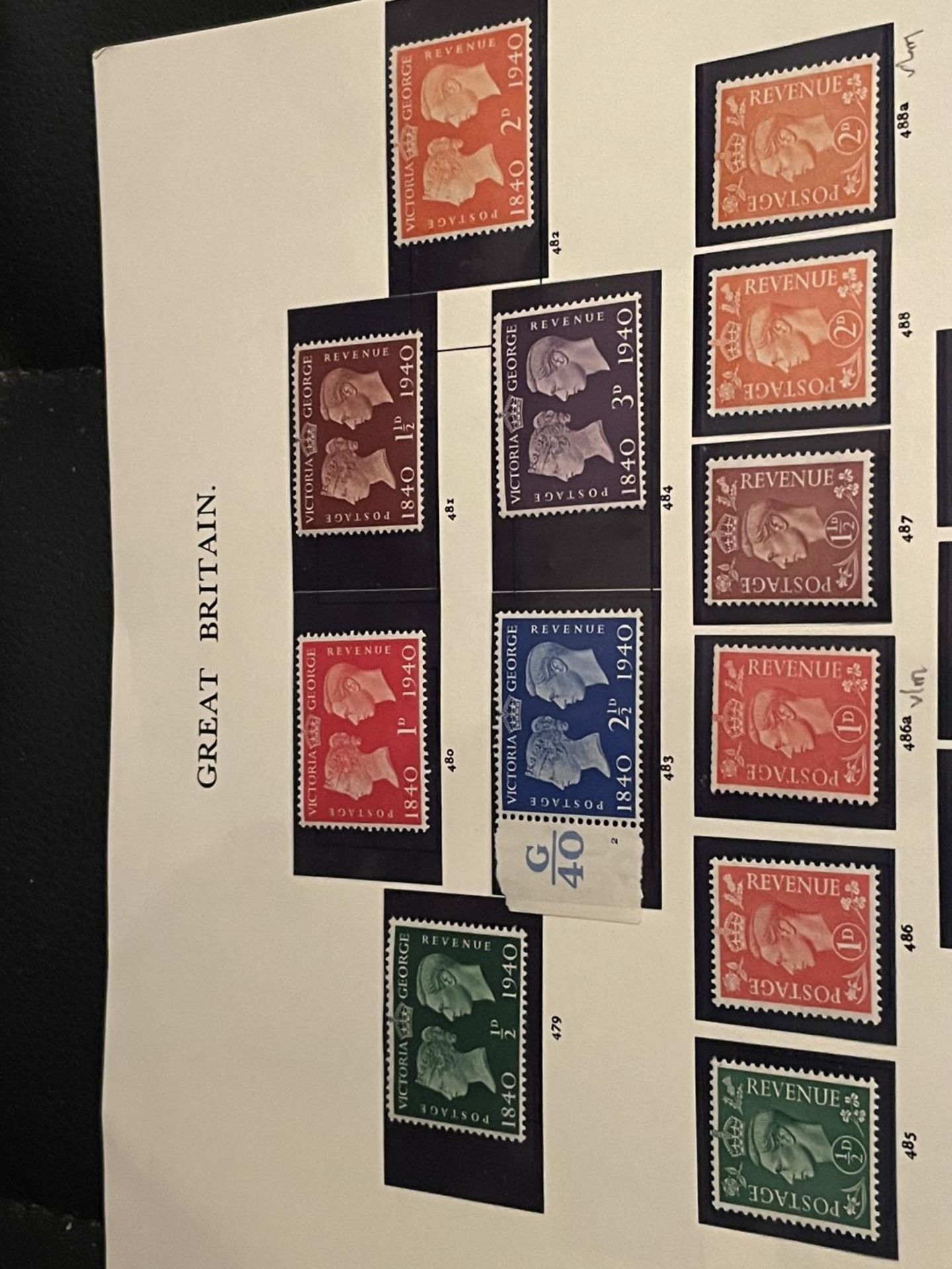 GREAT BRITAIN , 1940-48 ISSUES ON ALBUM PAGE , ALL U/M EXCEPT WMK VARIETIES WHICH ARE VLMM . SG - Image 2 of 4