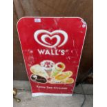 A METAL DOUBLE SIDED 'WALLS' ICE CREAM ADVERTISING SIGN