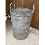 A VINTAGE GALVANISED TWIN HANDLED BIN