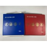 TWO COIN COLLECTORS ALBUMS TO INCLUDE ASSORTED PRE 1947 FLORINS, HALF CROWNS, PRE 1920 SHILLINGS -