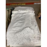 A QUANTITY OF LACE SHEETS, PILLOW CASES, ETC.,