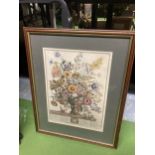 A FRAMED PRINT DEPICTING FLOWERS