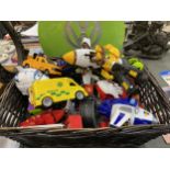 A QUANTITY OF TOYS TO INCLUDE ACTION FIGURES, VEHICLES, ETC