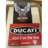 TWO METAL SIGNS - HARLEY DAVIDSON AND DUCATI