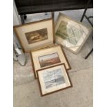 FOUR FRAMED PRINTS AND PICTURES