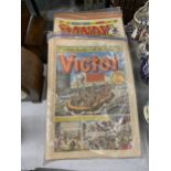 A LARGE QUANTITY OF VINTAGE COMICS TO INCLUDE VICTOR, THE BEANO, THE DANDY, ETC