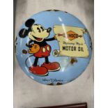 AN ENAMEL SIGN "SUNOCO MOTOR OIL" WALT DISNEY