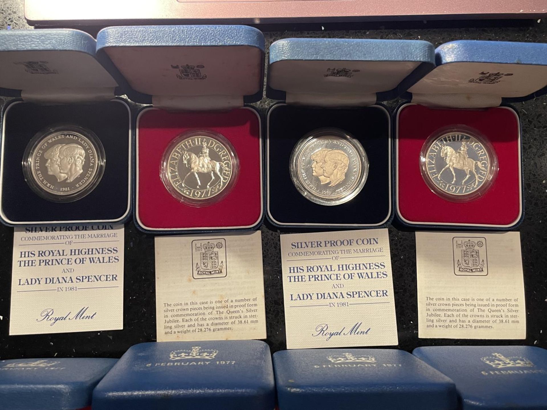 EIGHT UK , ROYAL MINT , SILVER CROWNS . SIX ARE FROM THE 1977 SILVER JUBILEE AND TWO FROM THE 1981 - Image 2 of 3