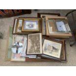 A LARGE ASSORTMENT OF FRAMED PRINTS, PICTURES AND TAPESTRIES ETC