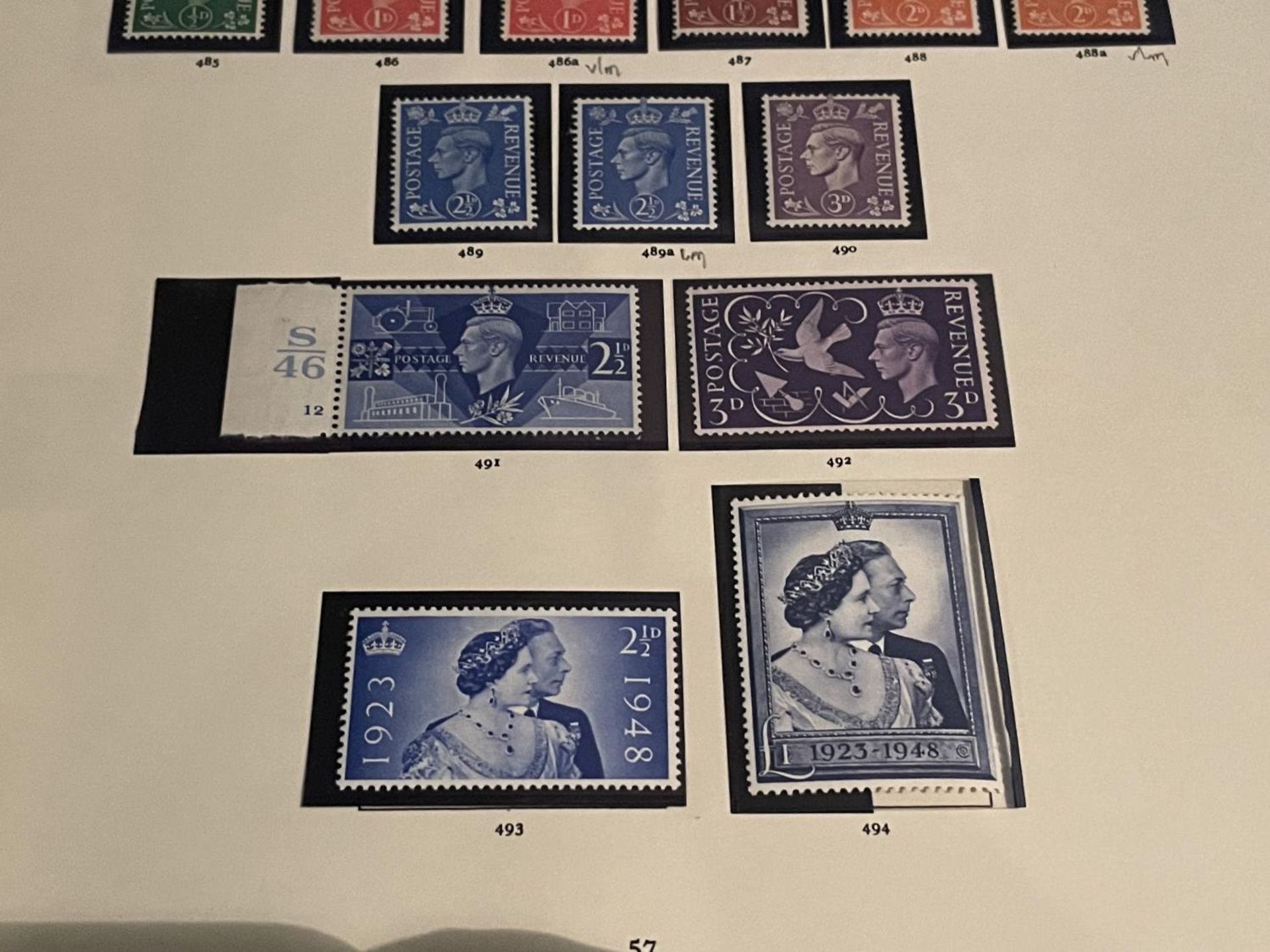 GREAT BRITAIN , 1940-48 ISSUES ON ALBUM PAGE , ALL U/M EXCEPT WMK VARIETIES WHICH ARE VLMM . SG - Image 3 of 4