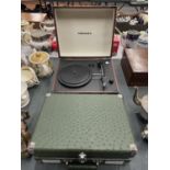 TWO CROSLEY DELUXE MOBILE TURNTABLE RECORD PLAYERS