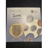 UK , ROYAL MINT , 2009 , COIN SET OF 7 “CREATE A SET” . PRISTINE CONDITION
