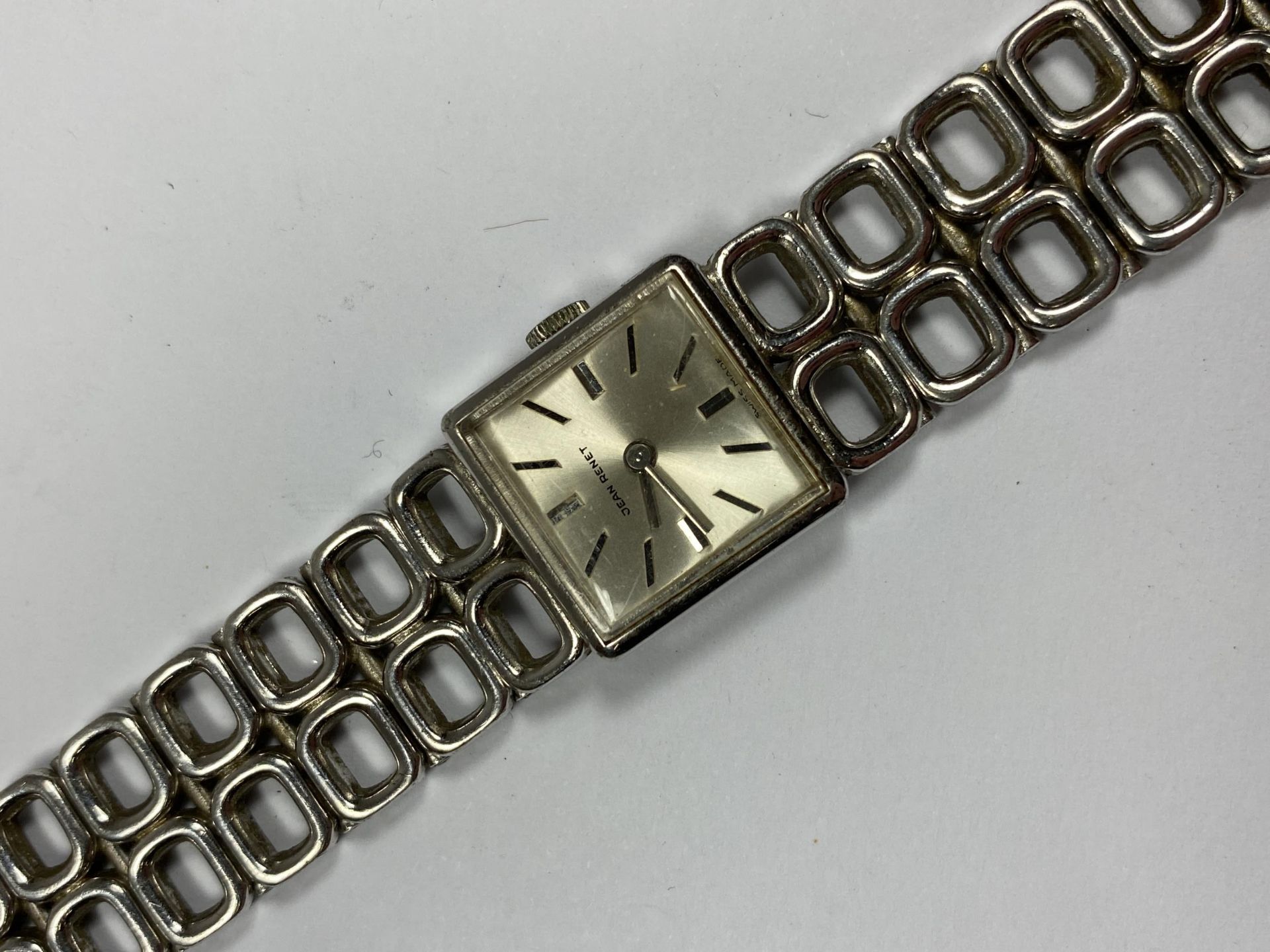 A JEAN RENET SWISS LADIES WATCH WITH HALLMARKED SILVER STRAP - Image 2 of 4