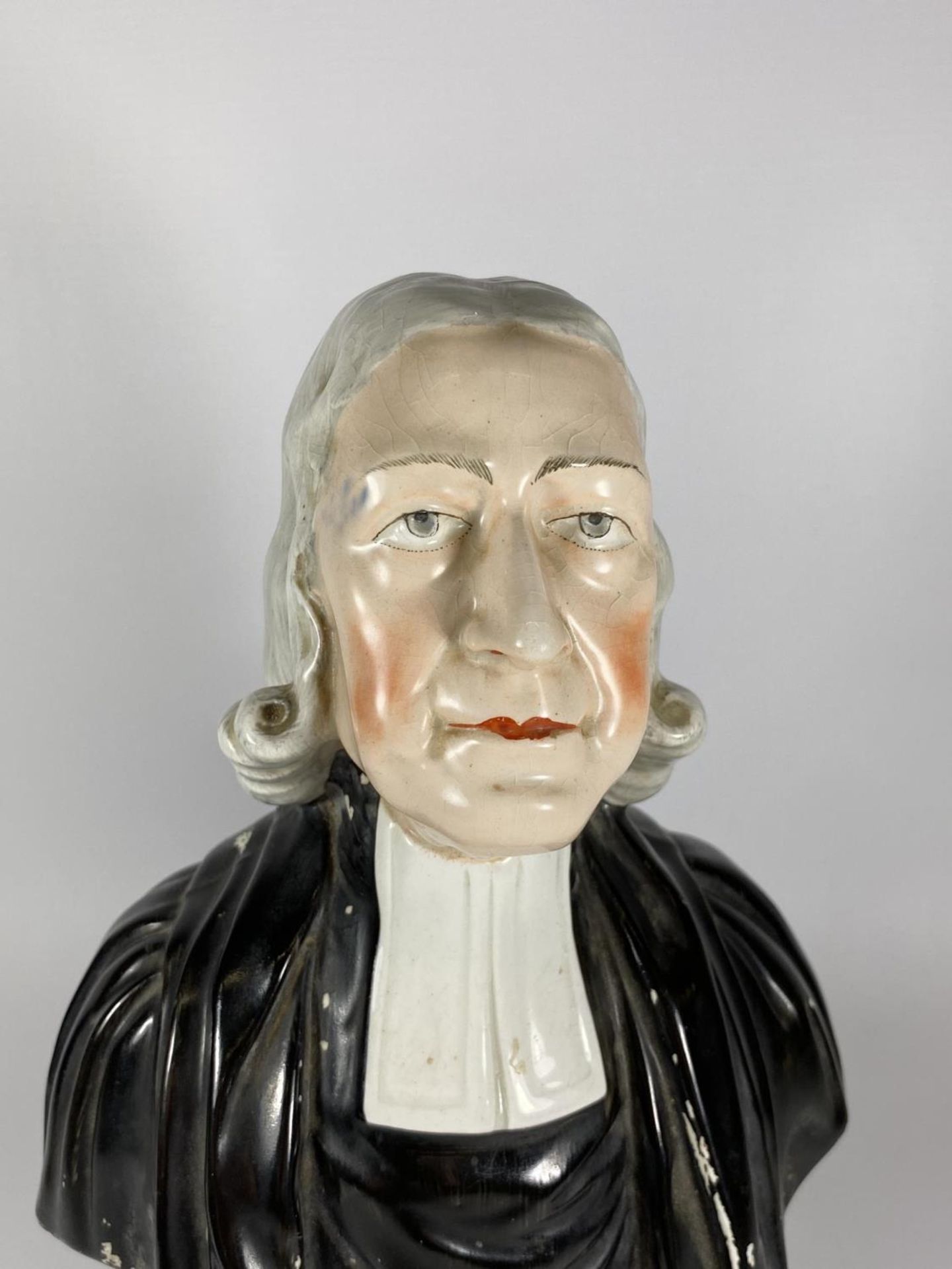 AN LATE 19TH CENTURY BUST OF JOHN WESLEY, HEIGHT 30CM - Image 2 of 5