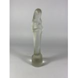 A ROYAL LEERDAM ART DECO STYLE FROSTED GLASS MODEL OF MADONNA & CHILD BY STEF UITERWALL, SIGNED TO