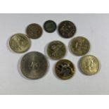 A MIXED GROUP OF COINS TO INCLUDE 1935 ONE SHILLING ETC