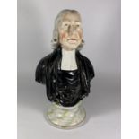 AN LATE 19TH CENTURY BUST OF JOHN WESLEY, HEIGHT 30CM