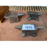 THREE MINIATURE HEAVY SAMPLE ANVILS