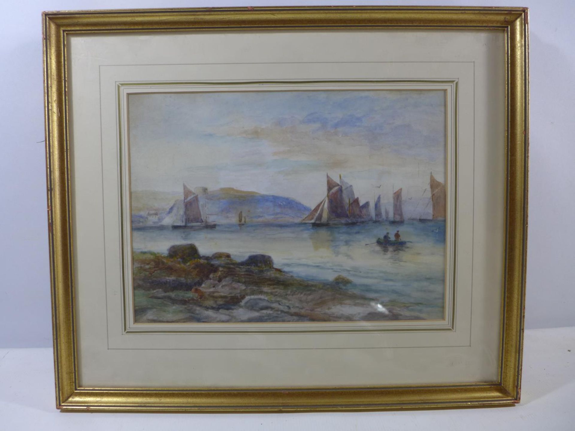 TWO WATERCOLOURS OF SHIPPING SCENES, FRAMED AND GLAZED