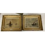 A.V. (EARLY 20TH CENTURY) PAIR OF SHIPPING SCENES, OIL ON BOARDS, BEARS INITIALS, 22X30CM, FRAMED