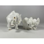 TWO ROYAL OSBOURNE WHITE CERAMIC ELEPHANT MODELS