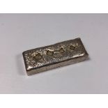 A SILVER INGOT BAR, HALLMARKS FOR JOHN HENRY ODELL, LONDON, 1969, WEIGHT 227G