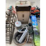 AN ASSORTMENT OF VINTAGE ITEMS TO INCLUDE A GREENHOUSE PARAFIN HEATER, A STOVE AND A TOW HITCH ETC