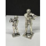 TWO SILVER PLATED MUSICIAN FIGURES