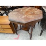 A LATE VICTORIAN HEXAGONAL CENTRE TABLE, 32" ACROSS