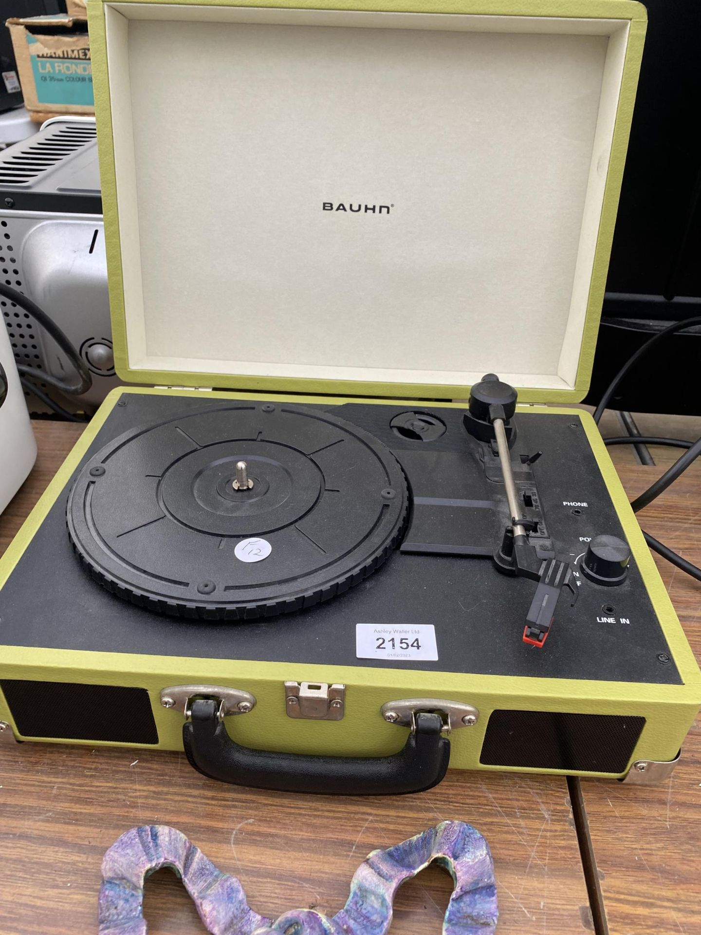 A PORTABLE BAUHN RECORD PLAYER