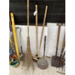 TWO BRUSHES, A BROOM AND A BED WARMING PAN