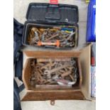 TWO TOOL BOXES CONTAINING A LARGE ASSORTMENT OF SPANNERS