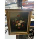 A STILL LIFE OIL ON CANVAS OF A VASE OF FLOWERS, SIGNED J COOPER 61CM X 51CM