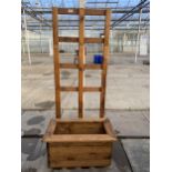 AN AS NEW EX DISPLAY CHARLES TAYLOR TROUGH PLANTER WITH TRELLIS BACK (W:57CM) *PLEASE NOTE VAT TO BE