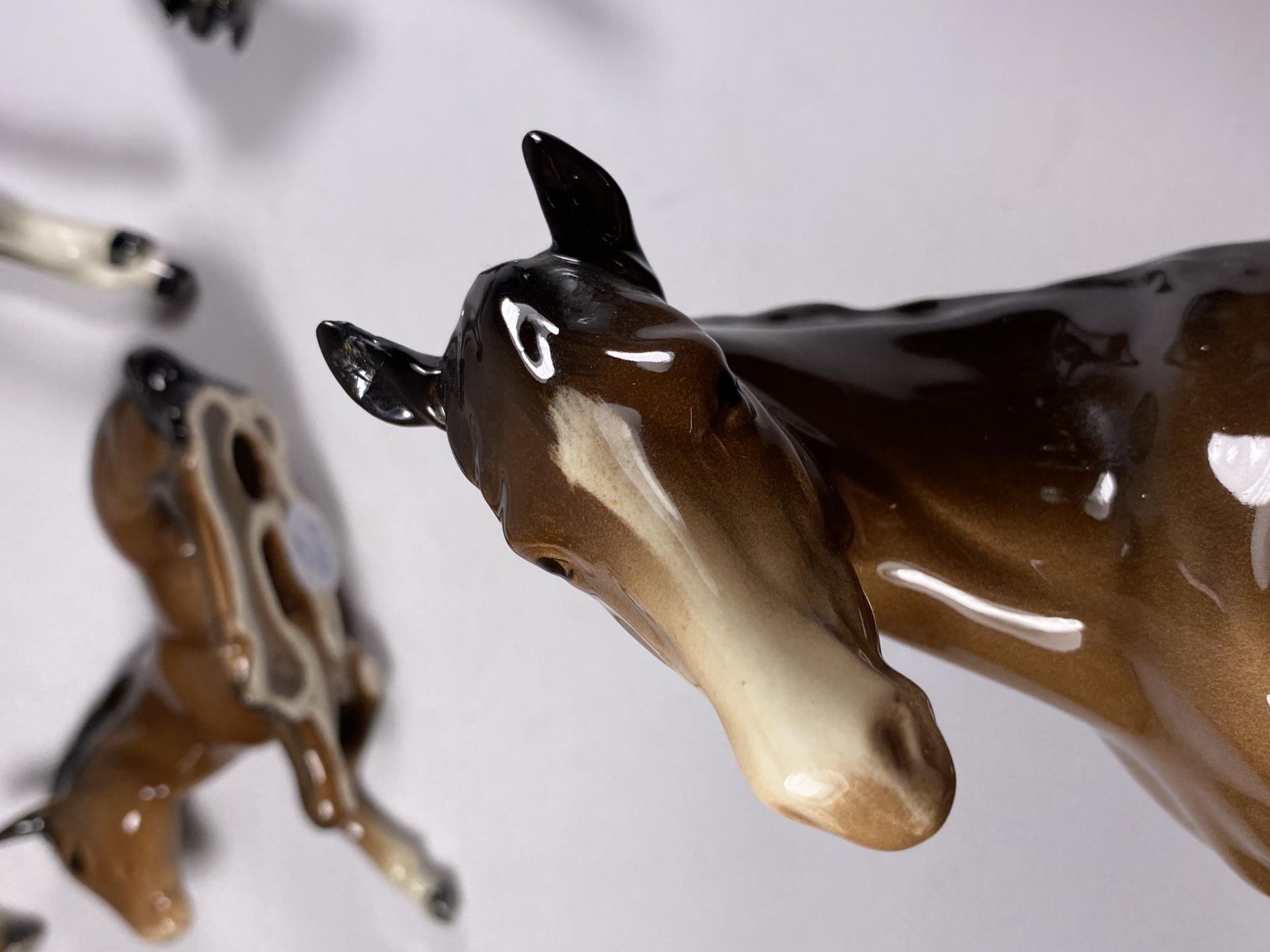 A GROUP OF FIVE BESWICK BROWN GLOSS HORSE MODELS AND FURTHER GERMAN HORSE MODEL, SOME A/F - Image 3 of 3