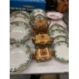 A QUANTITY OF HOLLINGSHEAD AND KIRKHAM 'LIBERTY' PLATES, BOWLS AND A TUREEN, THREE PIECES OF COTTAGE