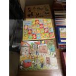 THREE VINTAGE WOODEN YOUNG CHILD'S LEARNING TOYS