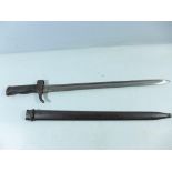 AN UNKNOWN ORIGIN BAYONET AND SCABBARD, 40CM BLADE