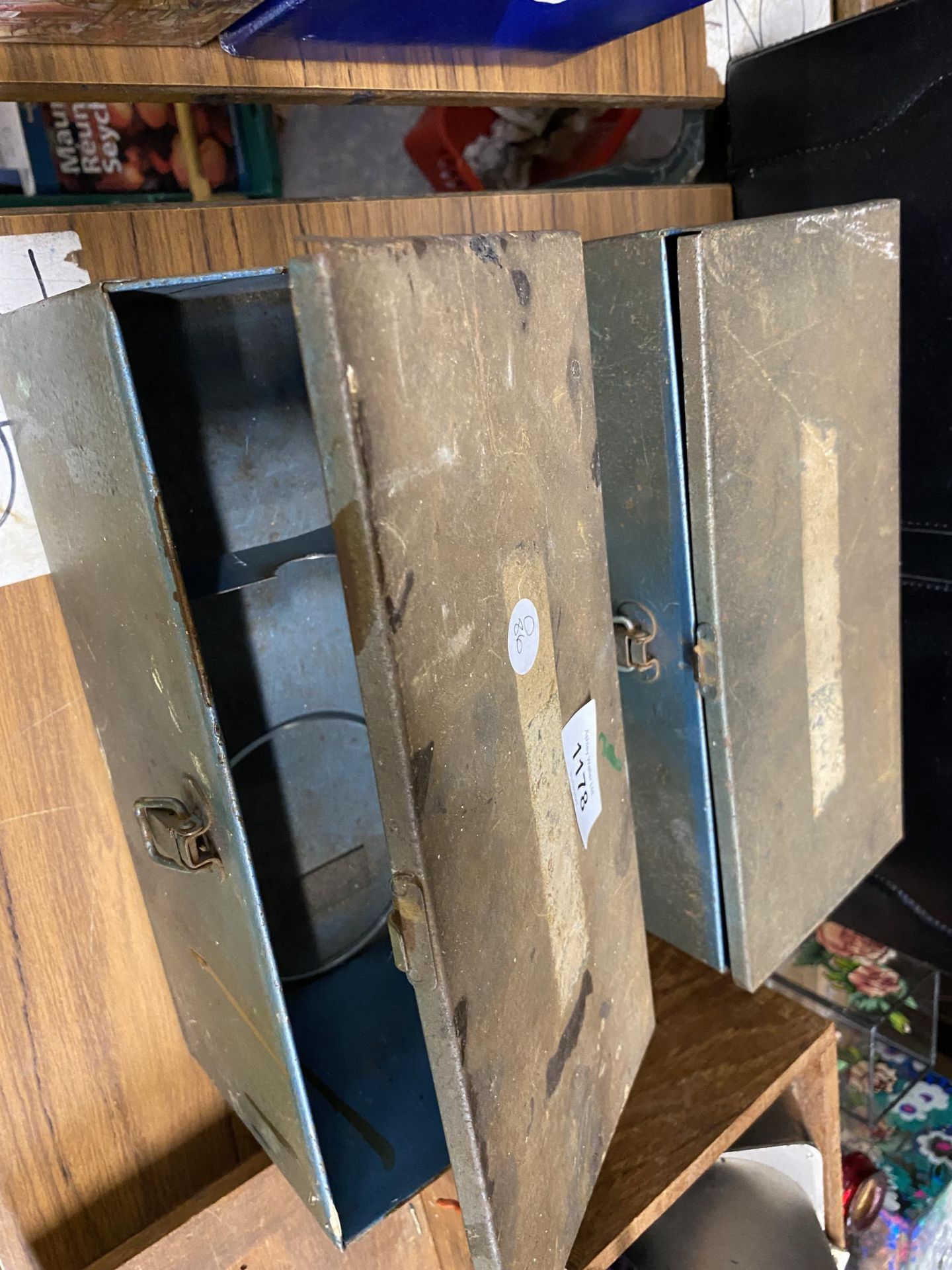 TWO VINTAGE TIN BOXES PLUS A BRIEFCASE - Image 2 of 2